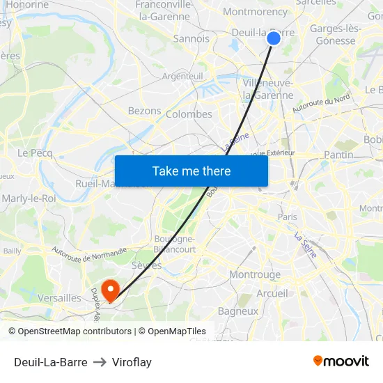 Deuil-La-Barre to Viroflay map
