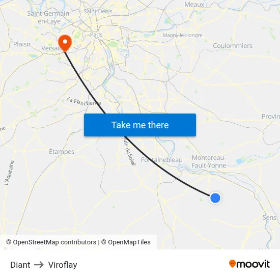 Diant to Viroflay map