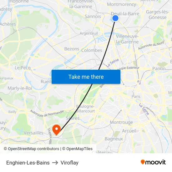 Enghien-Les-Bains to Viroflay map