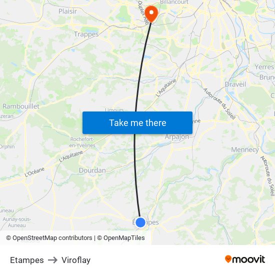 Etampes to Viroflay map