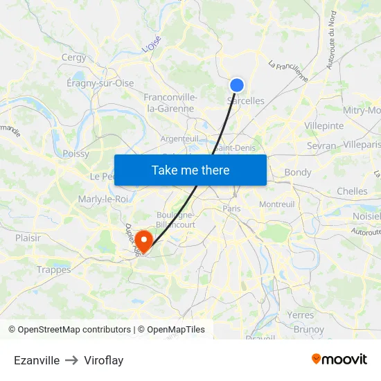 Ezanville to Viroflay map