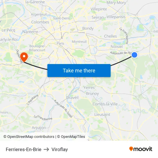 Ferrieres-En-Brie to Viroflay map