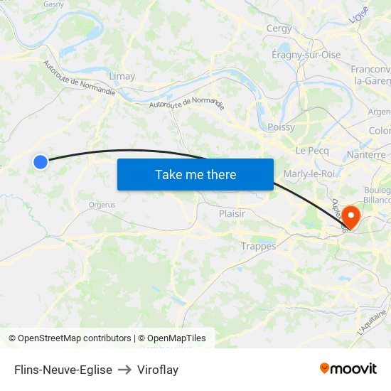 Flins-Neuve-Eglise to Viroflay map