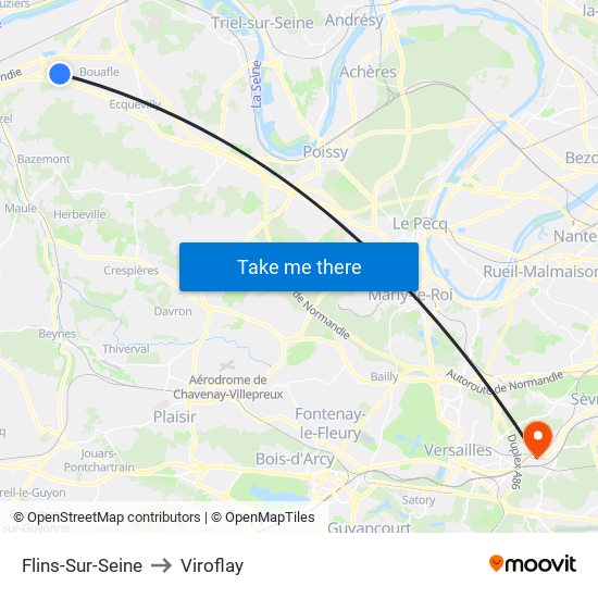 Flins-Sur-Seine to Viroflay map