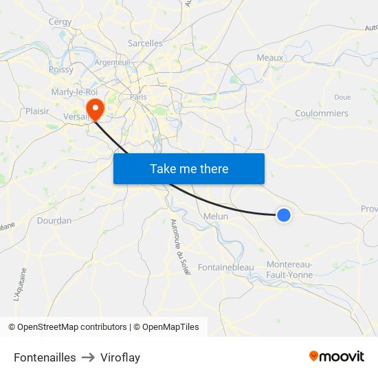 Fontenailles to Viroflay map