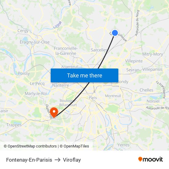 Fontenay-En-Parisis to Viroflay map