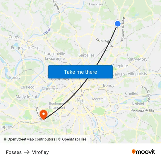 Fosses to Viroflay map