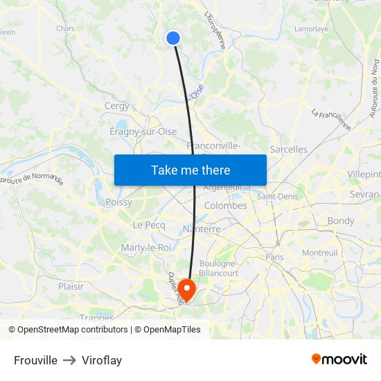 Frouville to Viroflay map