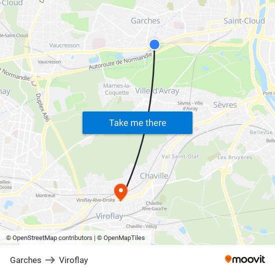 Garches to Viroflay map