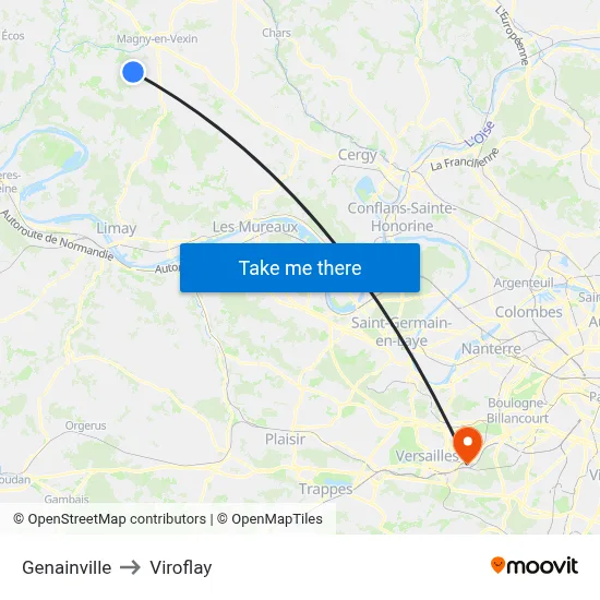 Genainville to Viroflay map