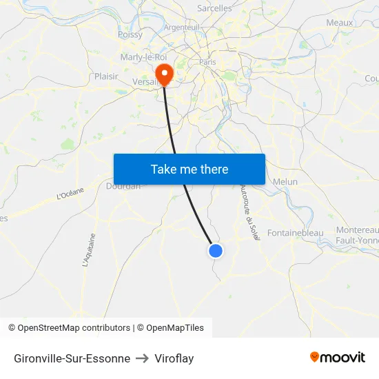 Gironville-Sur-Essonne to Viroflay map