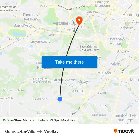 Gometz-La-Ville to Viroflay map