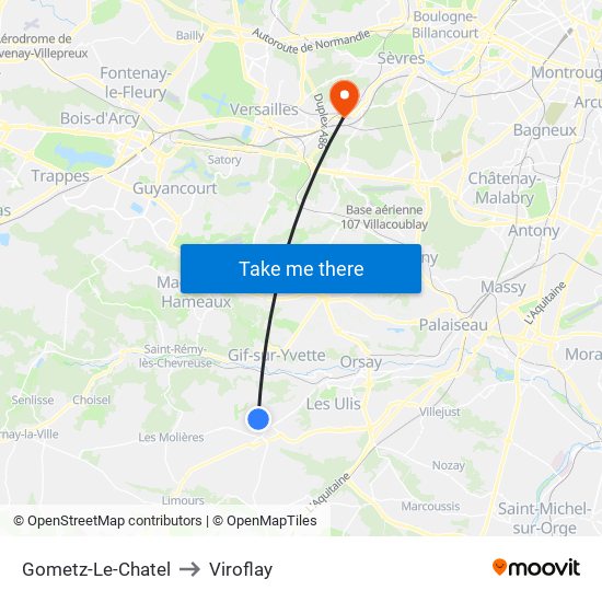 Gometz-Le-Chatel to Viroflay map