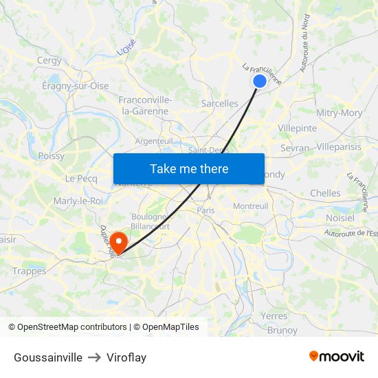 Goussainville to Viroflay map