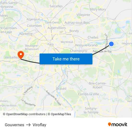 Gouvernes to Viroflay map