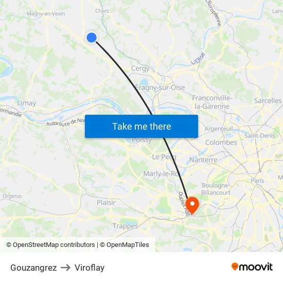Gouzangrez to Viroflay map
