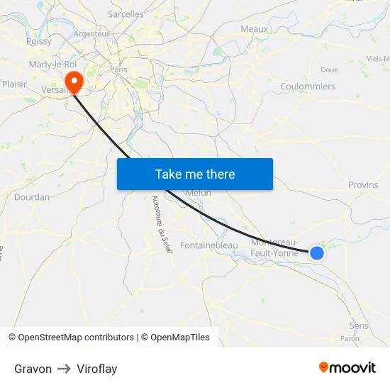 Gravon to Viroflay map