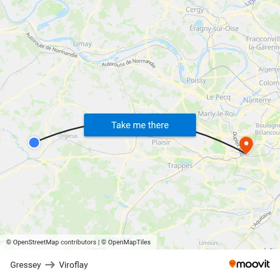 Gressey to Viroflay map