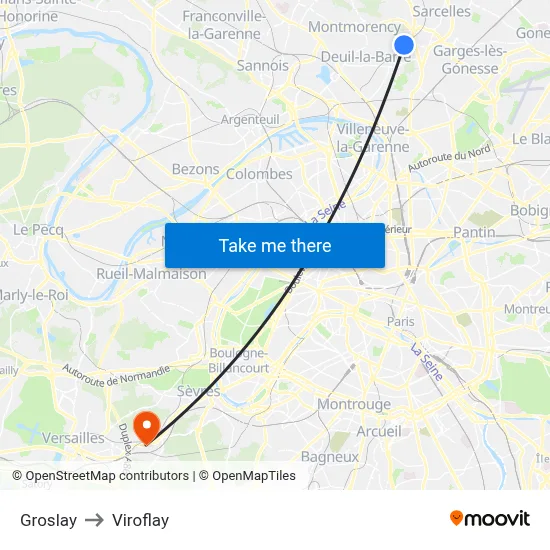 Groslay to Viroflay map