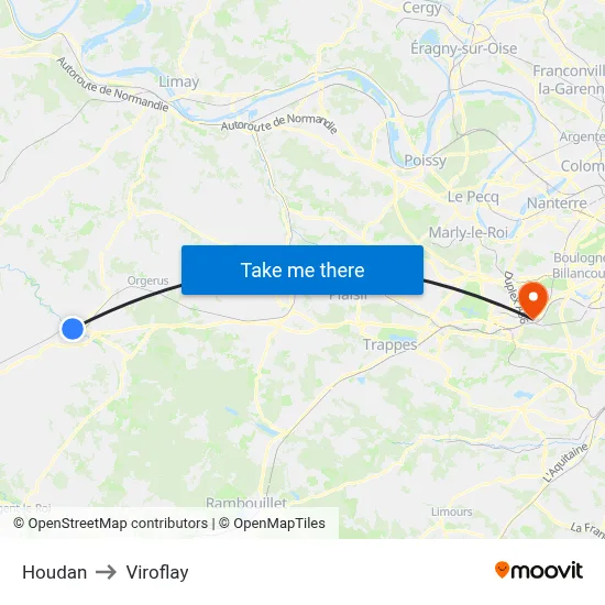 Houdan to Viroflay map