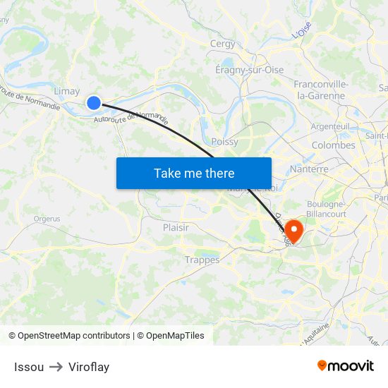 Issou to Viroflay map