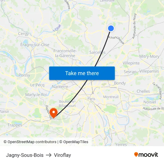 Jagny-Sous-Bois to Viroflay map