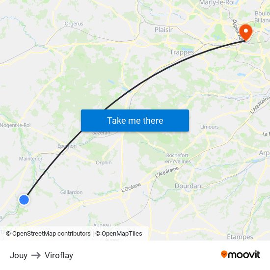 Jouy to Viroflay map