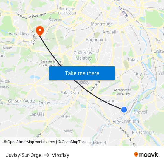 Juvisy-Sur-Orge to Viroflay map