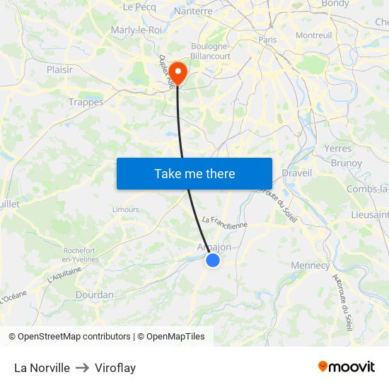 La Norville to Viroflay map