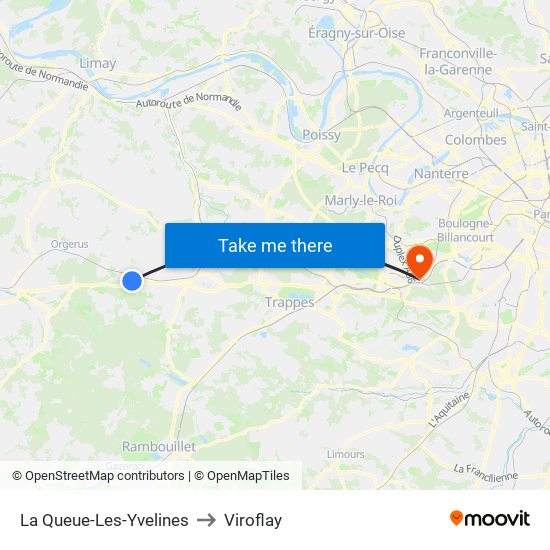La Queue-Les-Yvelines to Viroflay map