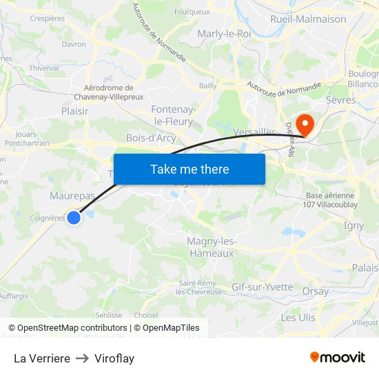 La Verriere to Viroflay map