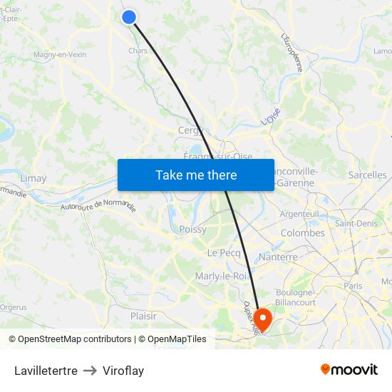 Lavilletertre to Viroflay map