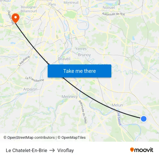Le Chatelet-En-Brie to Viroflay map