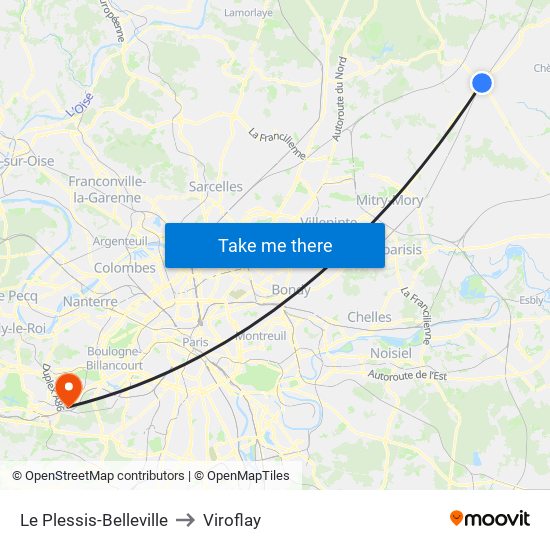 Le Plessis-Belleville to Viroflay map