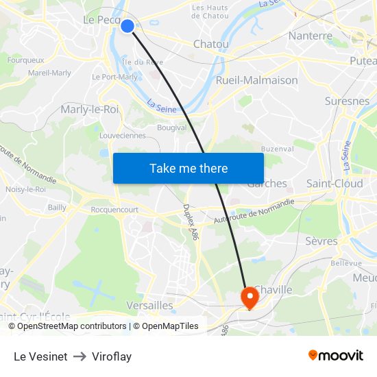 Le Vesinet to Viroflay map