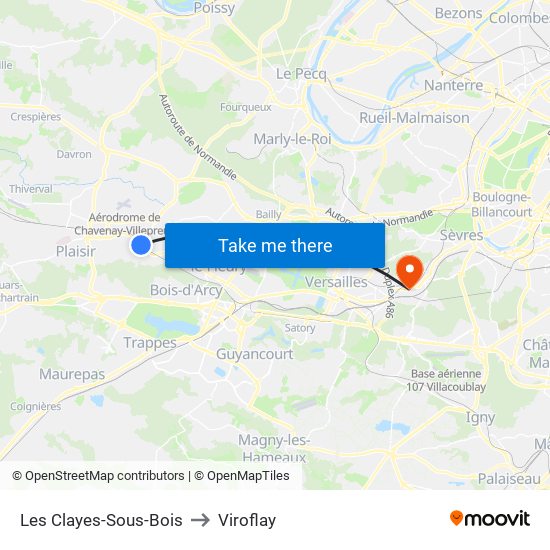Les Clayes-Sous-Bois to Viroflay map
