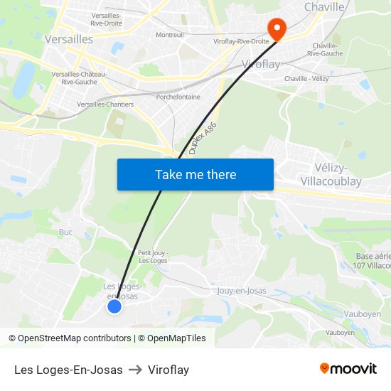 Les Loges-En-Josas to Viroflay map