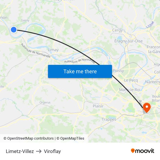 Limetz-Villez to Viroflay map