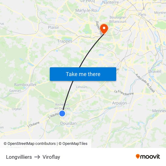 Longvilliers to Viroflay map