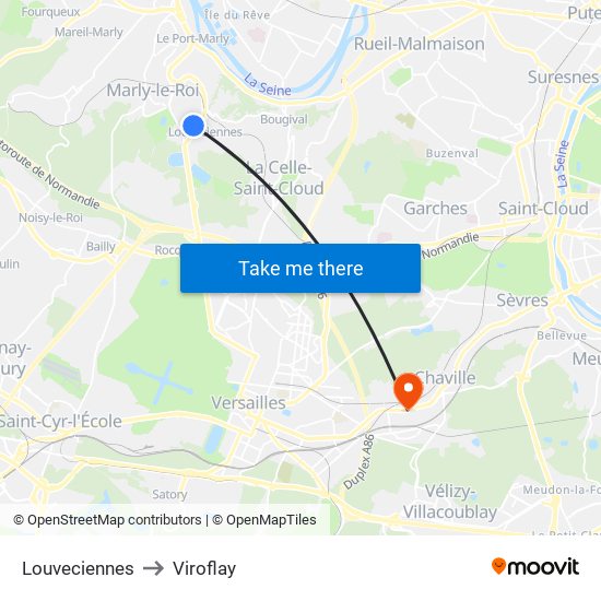 Louveciennes to Viroflay map