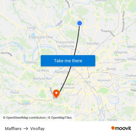 Maffliers to Viroflay map