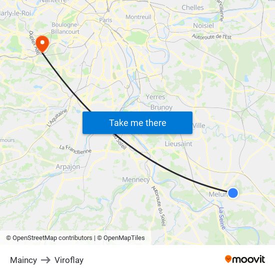 Maincy to Viroflay map