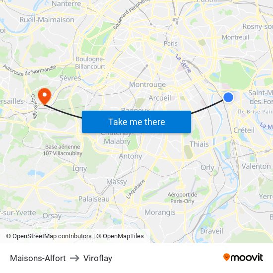 Maisons-Alfort to Viroflay map