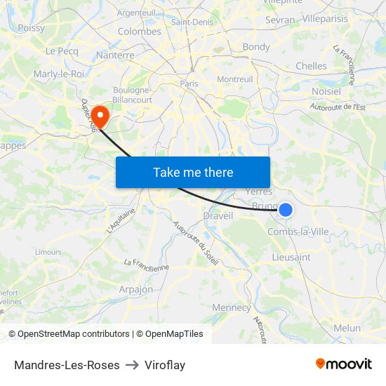 Mandres-Les-Roses to Viroflay map