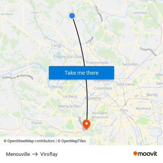 Menouville to Viroflay map