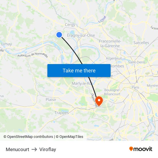 Menucourt to Viroflay map