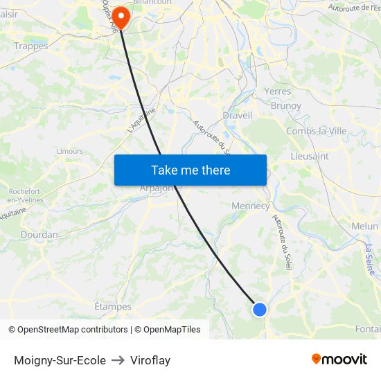 Moigny-Sur-Ecole to Viroflay map