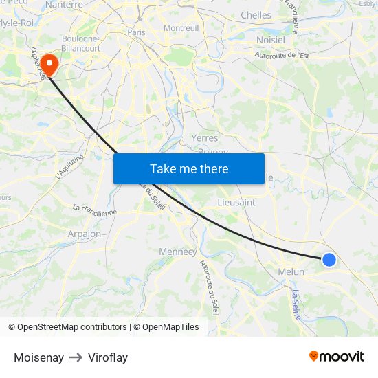 Moisenay to Viroflay map