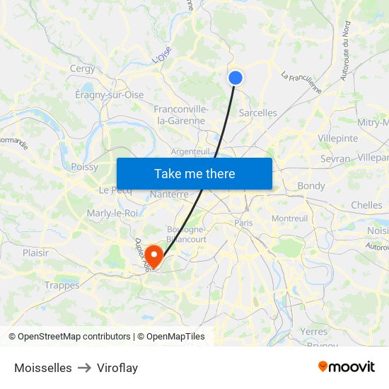 Moisselles to Viroflay map