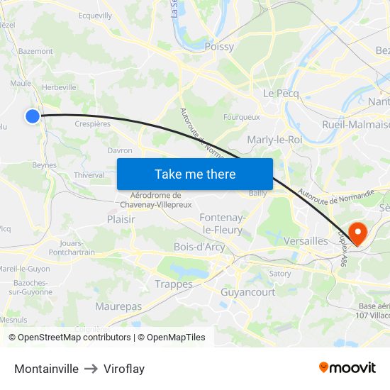 Montainville to Viroflay map